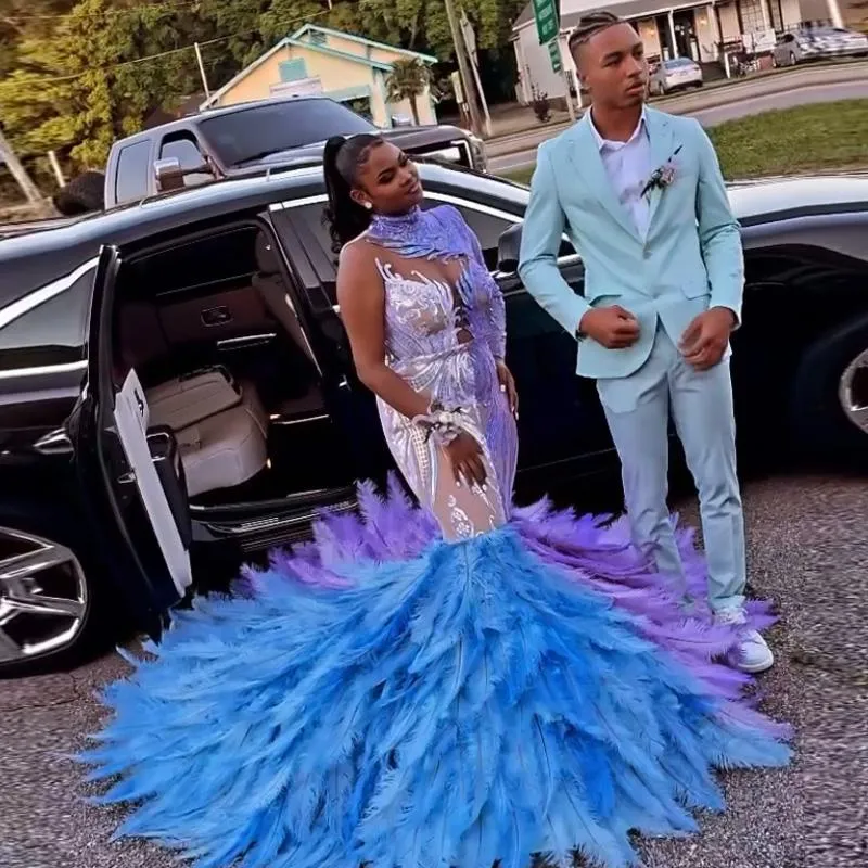 Customizable Mermaid Party Wear Prom Dresses With Feathers And Sheer Long Sleeves In Mix Colors For Black Girls Perfect For Formal Evening Occasions From Queenshoebox 225.69 DHgate.Com
