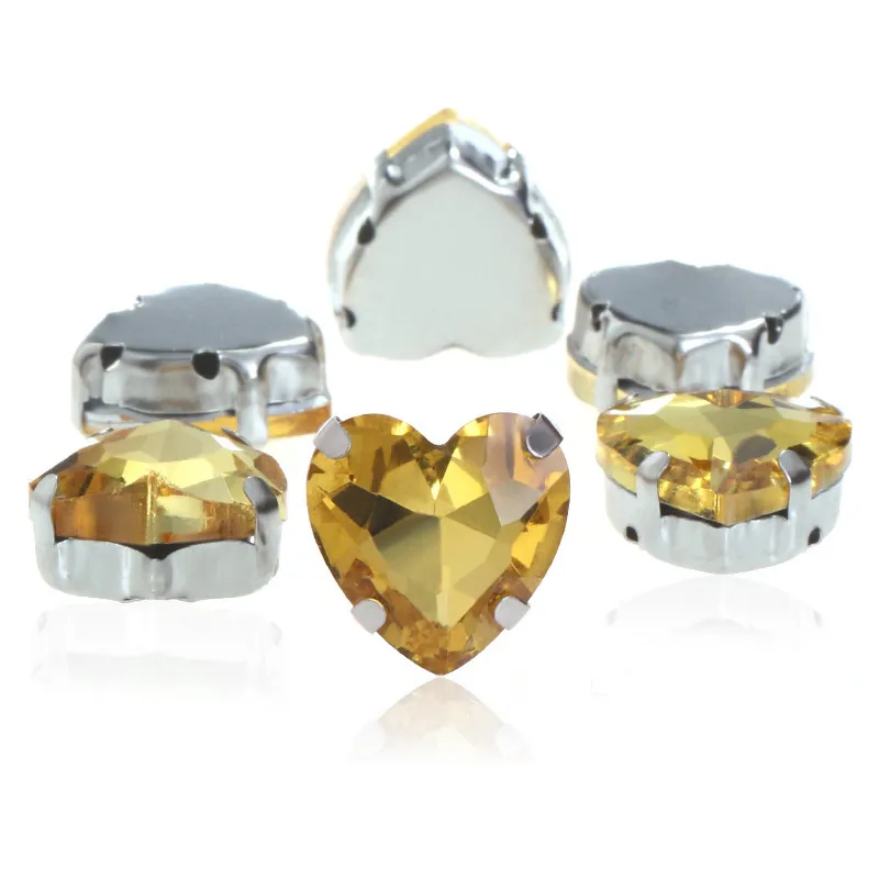 Neue Mode 12mm Top Strass Herzform Nähen Kristalle Strass Trim Glitter Steine ​​Perlen für Handarbeit Edelsteine ​​genäht Rhinestones für Kleidung