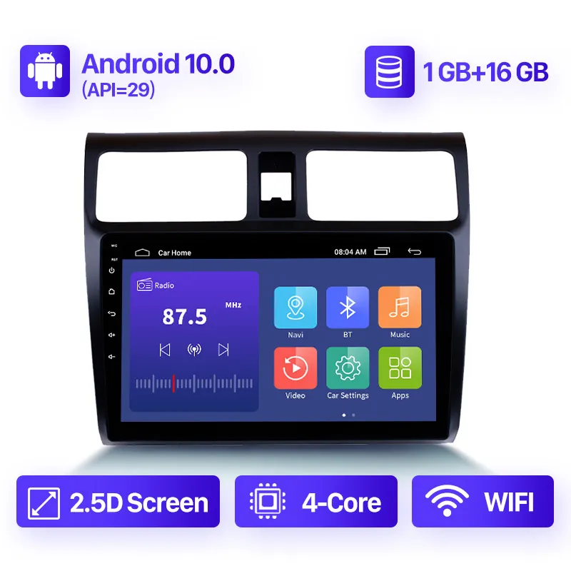 Android Car DVD Player GPS Navegação Rádio para 2005-2010 Suzuki Swift 10.1 polegadas Head Unit Support DVR