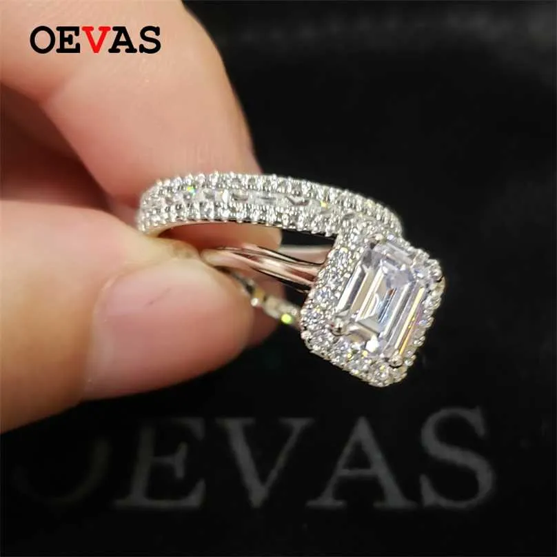 OEVAS 100% 925 Sterling Silver Bridal Rings Set Sparkling Full High Carbon Diamond Wedding Engagement Party Fine Jewelry Gifts 211217