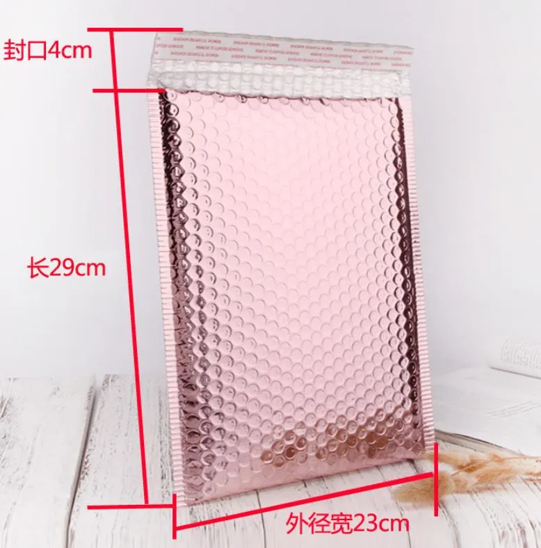 Rose Gold Bubble Envelope Package Bag Rose Gold Foil Shockproof Bubble Mailer Gift Packaging Wedding Favor Bag Multisize