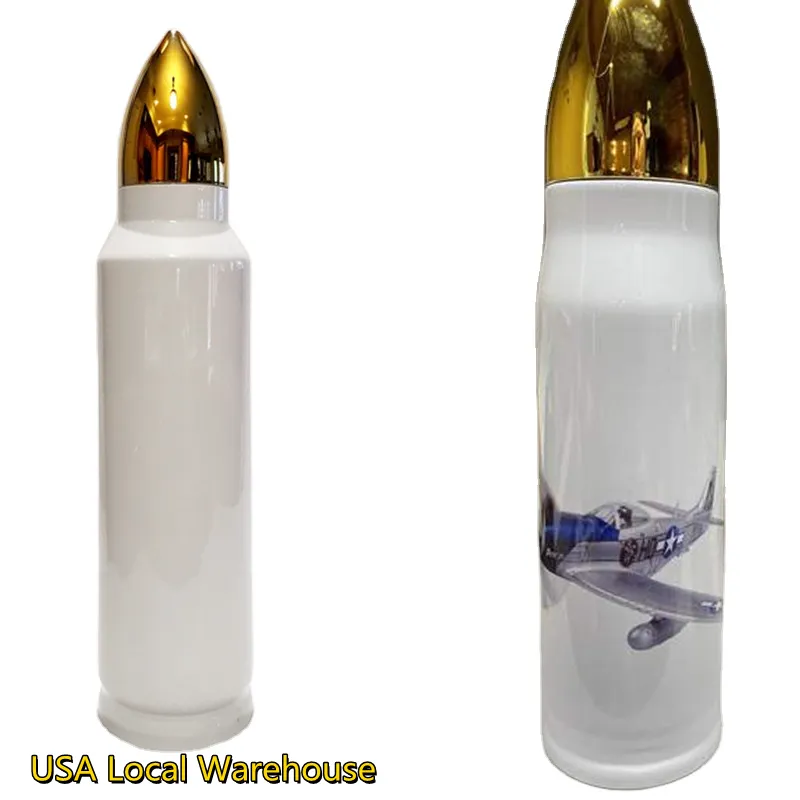 USA Stcoks! Sublimatie 17oz 34oz bullet tumblers reizen water flessen 500ml 1000 ml roestvrij staal dubbele muur geïsoleerde vacuüm koffie mok cups theromos met deksel