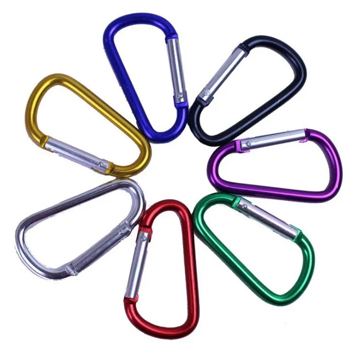 Party Favor Outdoor Safety Buckle Keychain Hook Sport Aluminiumlegering Klättring Nyckelkedja Knapp Carabiner Form Keyring Camping Vandring Hakar YHM837-ZWL