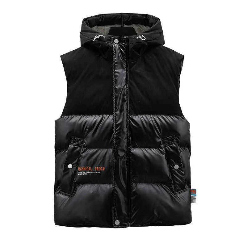 Winter Mannen Ultralight Dun Down Jacket Vest White Duck Down Hooded Jassen Mouwloze Parkas Warme Jas Parka Draagbare Uitloper Y1103