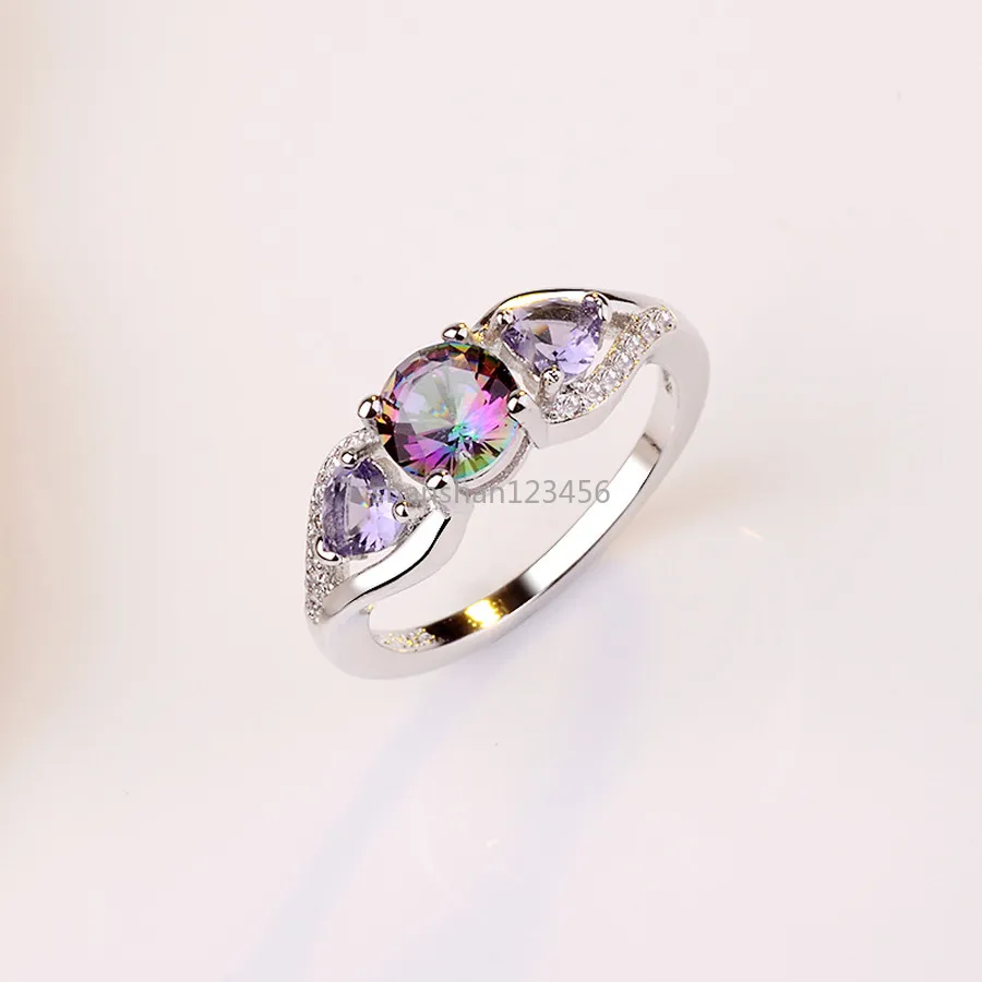Moda Kobiety Kolorowe Serce Diament Ring Kobieta Zaręczyny Obrączki Obrączki Biżuteria Prezent Will I Sandy