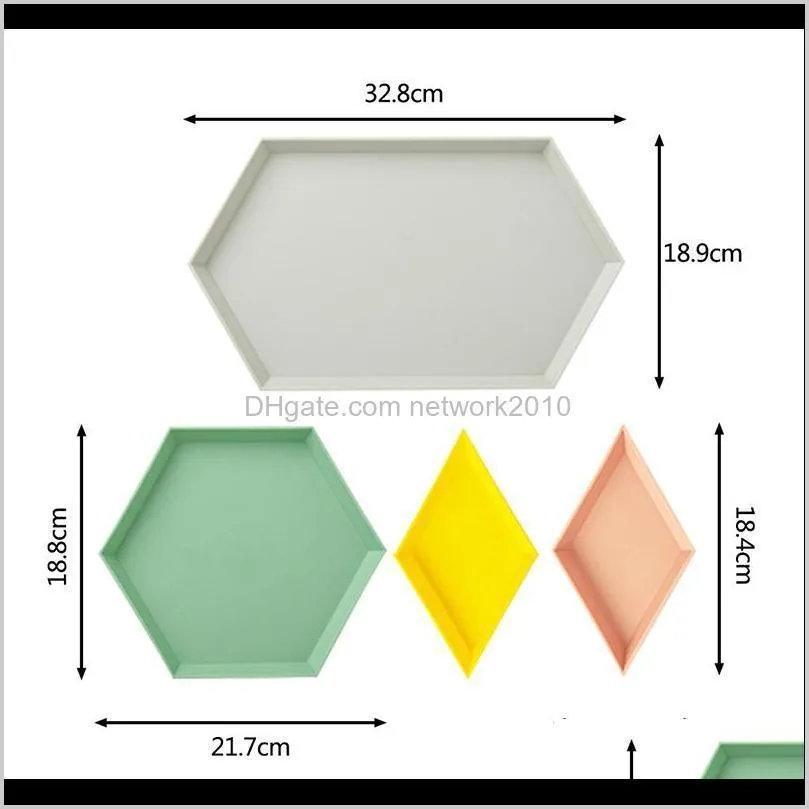 4pcs nordic polygon jewelry display plate desktop combination storage tray geometric diamond hexagonal cake fruit dish plates