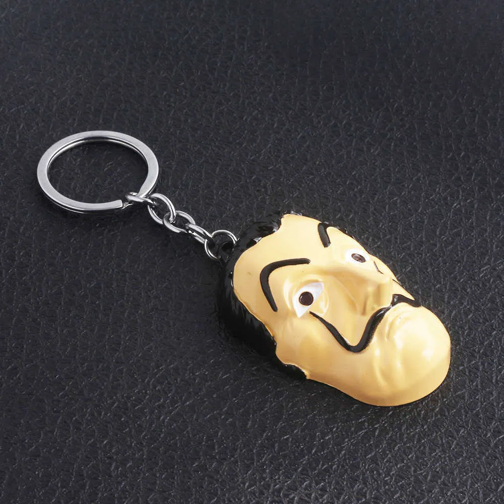 La Casa De Papel Maska Keychain Pieniądze Heist Dom Papieru Salvador Dali Maska Breloczek Dla Kobiet Mężczyzn Samochód Keyring Biżuteria G1019