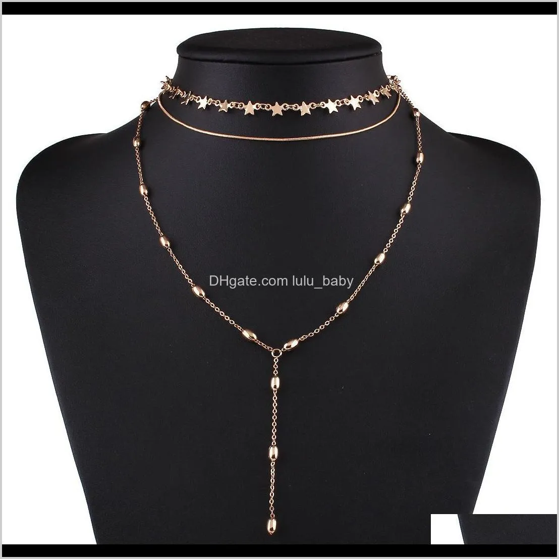 jewelry fashion trend new necklace copper star multi layer suit clavicle necklace