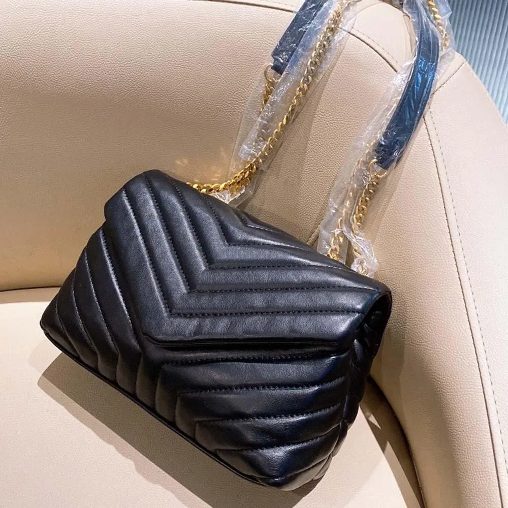 2021 luxury handbag shoulder bag brand LOULOU Y-shaped designer seam leather ladies metal Chain high quality clamshell messenger gift box wholesale