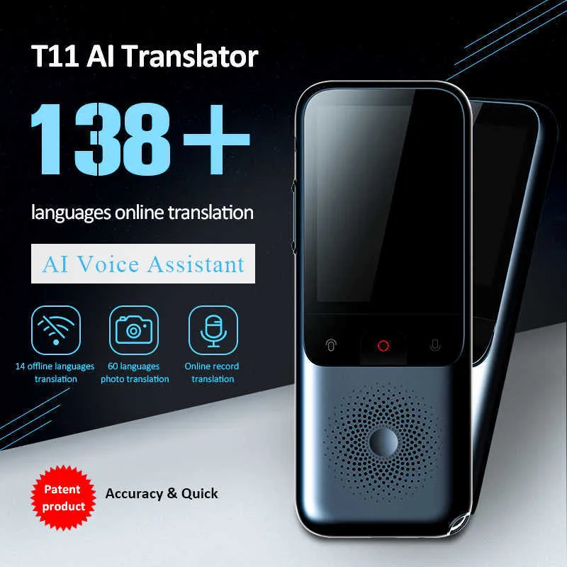 T11 Portable WiFi Tradutor de Voz Two-Way Time real 138 Multi-Language Translation 14 Languages ​​Tradutor de voz portátil