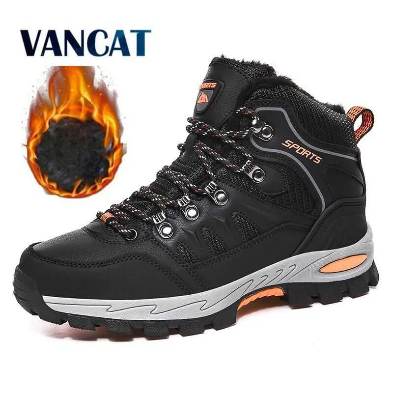 Unisex Snow Boots Warm Plush Men's Waterproof Non-slip W Outdoor Hiking Work Shoes Sneakers 36-46 210624