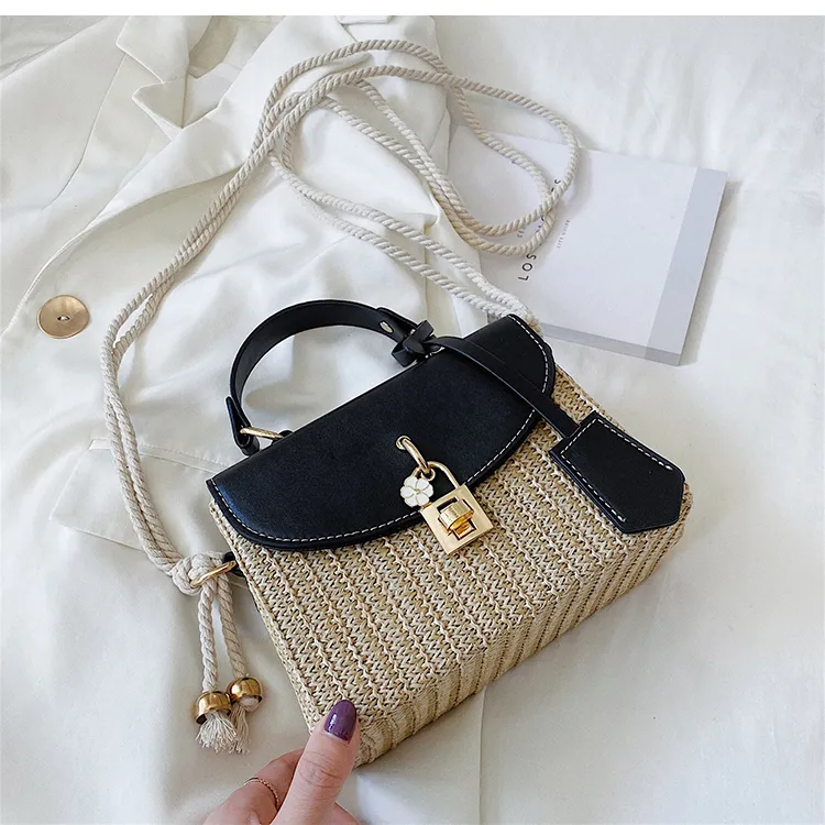 Sac à Main Femme Bohème En Paille Beige - Bandoulière Fourre-tout Plage