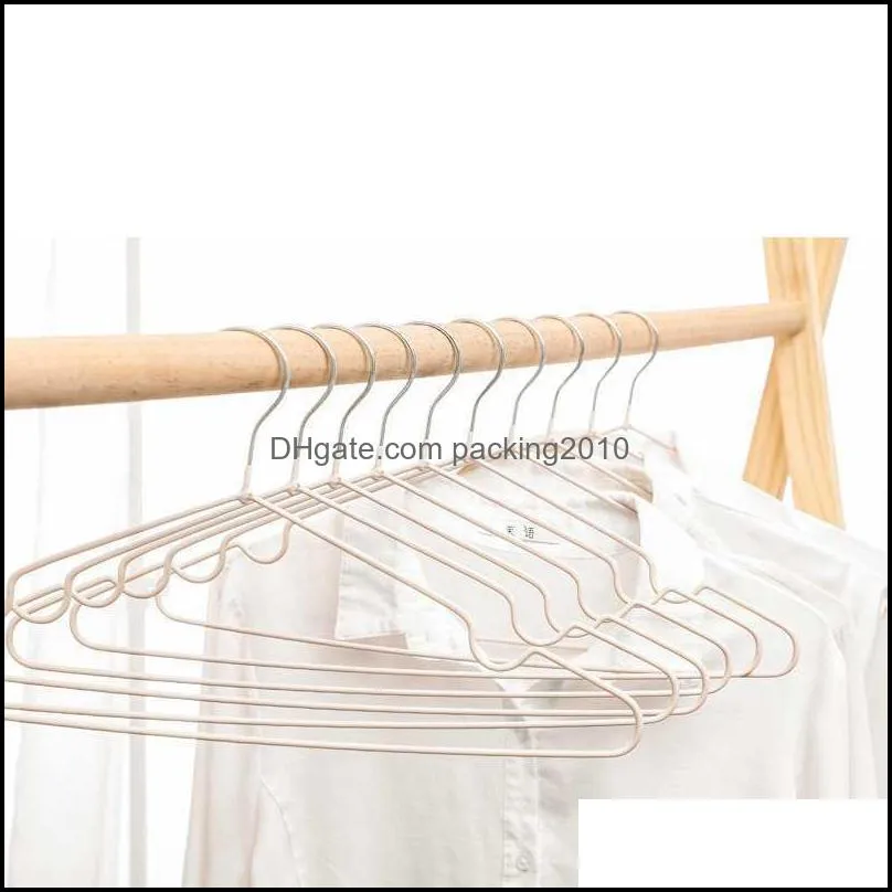 10pcs Clothes Hanger Coat Hangers Plastic Coated Anti-slip Drying Rack Wardrobe Space Saver Clothing Storage Rack Clothes Horse 220115