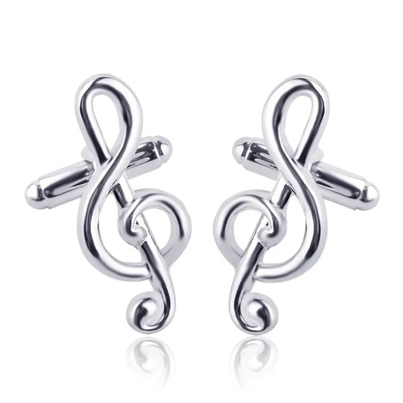 Vente mode chemise Treble Clef manchette luxe boutons de manchette Note de musique classique français bouton de manchette pour hommes cadeaux