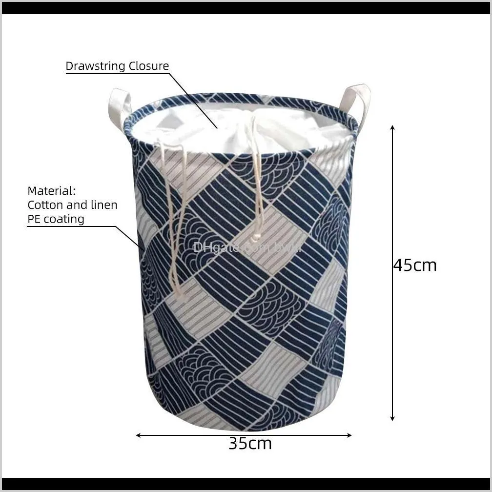 folding collapsible laundry basket large capacity drawstring closure laundry hamper canvas storage organizer with handle bin 1pc