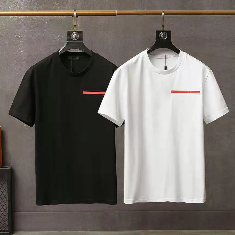 Camiseta masculina casual de luxo New Wear designer manga curta 100% algodão de alta qualidade atacado preto e branco tamanho prad camiseta M 2XL 01