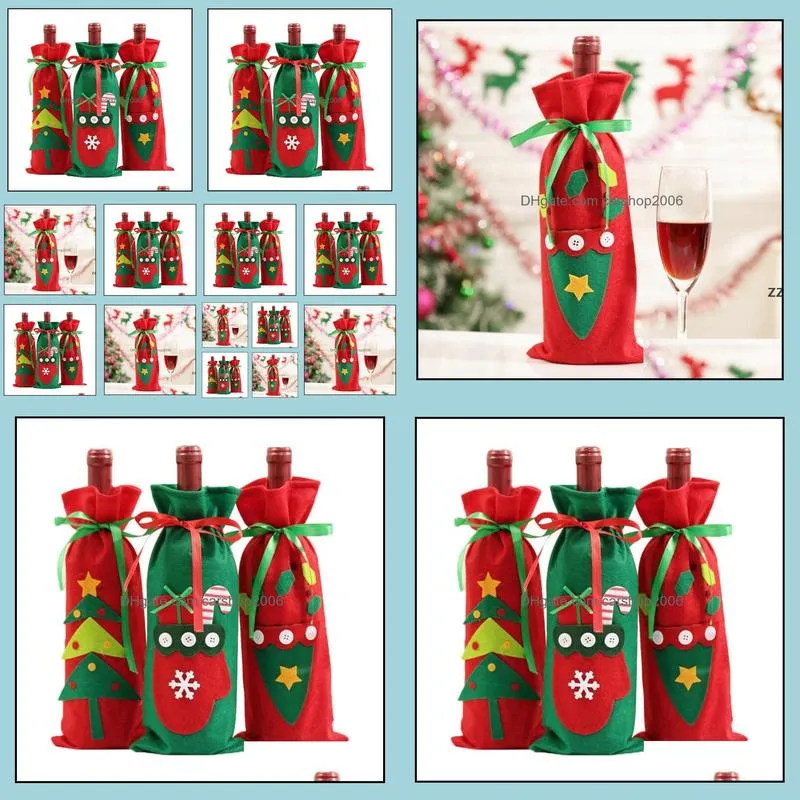 Santa Claus Gift Bags Christmas Decorations Red Wine Bottle Cover Bags Xmas Santa Champagne wine Bag Xmas Gift 30*15CM HWA7442