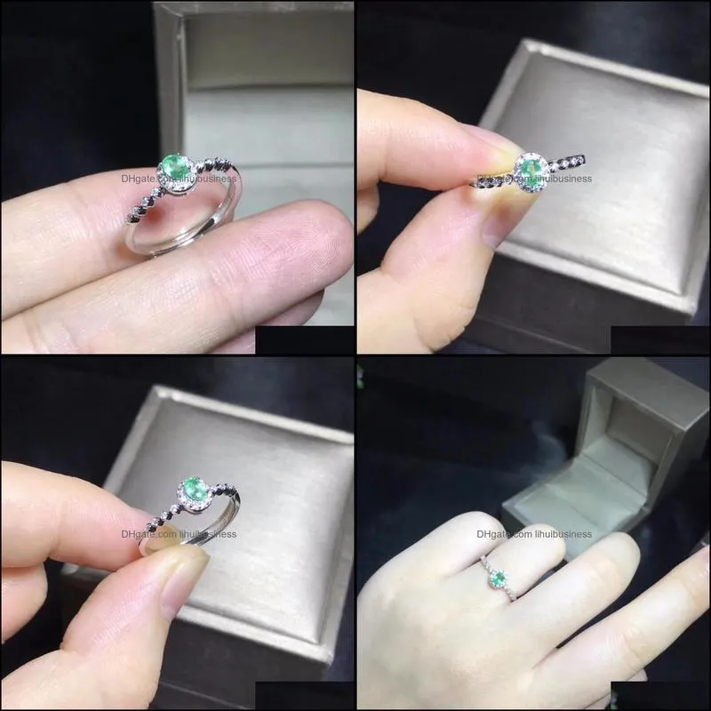 Natural emerald ring, shop promotion specials, natural gemstone from the mining area, 925 silver Y1128