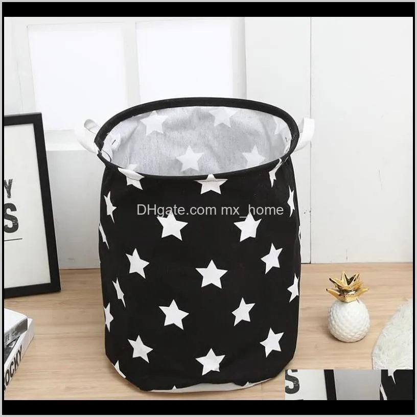 lovely star printed storage basket cotton linen laundry small  for bedroom home baskets