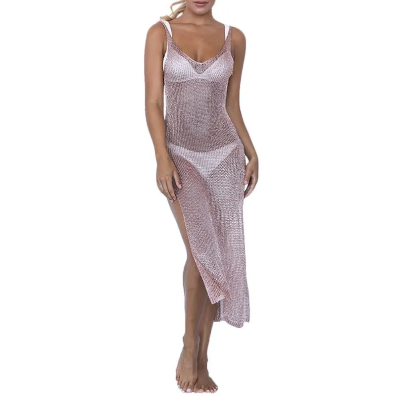 Sexig bikini strand täcke baddräkt täcker upp baddräkt sommar slitage stickning badkläder mesh klänning tunika # 918 sarongs