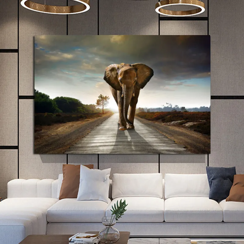 Poster Di Animali Moderni Di Grandi Dimensioni Wall Art Canvas Painting  Running Elephant Picture Stampa HD La Decorazione Del Soggiorno Da 3,03 €