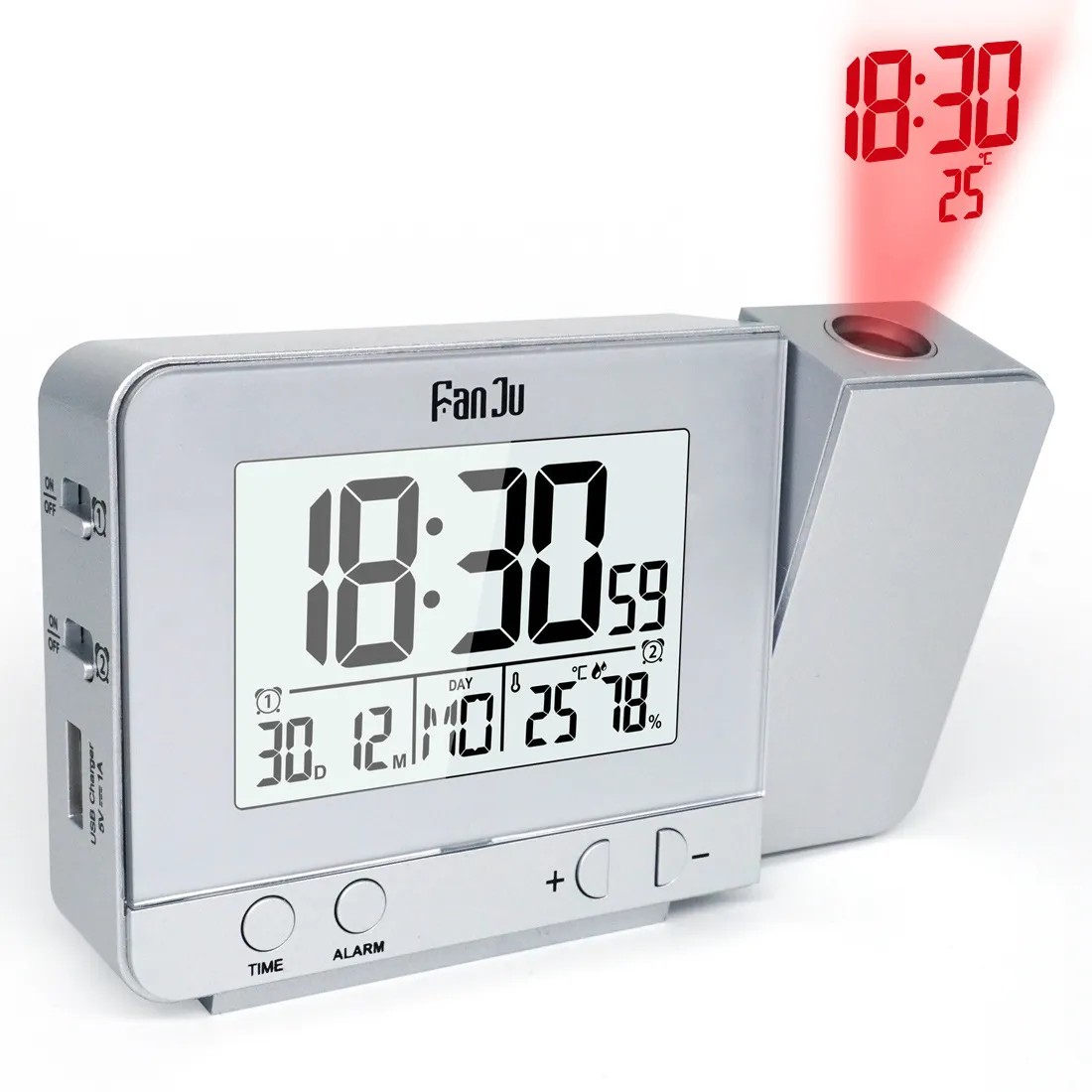 JQGO Sveglia Digitale Da Comodino, Display LED Digitale/Data/Temperatura, Snooze, USB E Alimentato A Batteria, Verde, 16 X 6 X 2.5 Cm : Amazon.it: Casa E Cucina