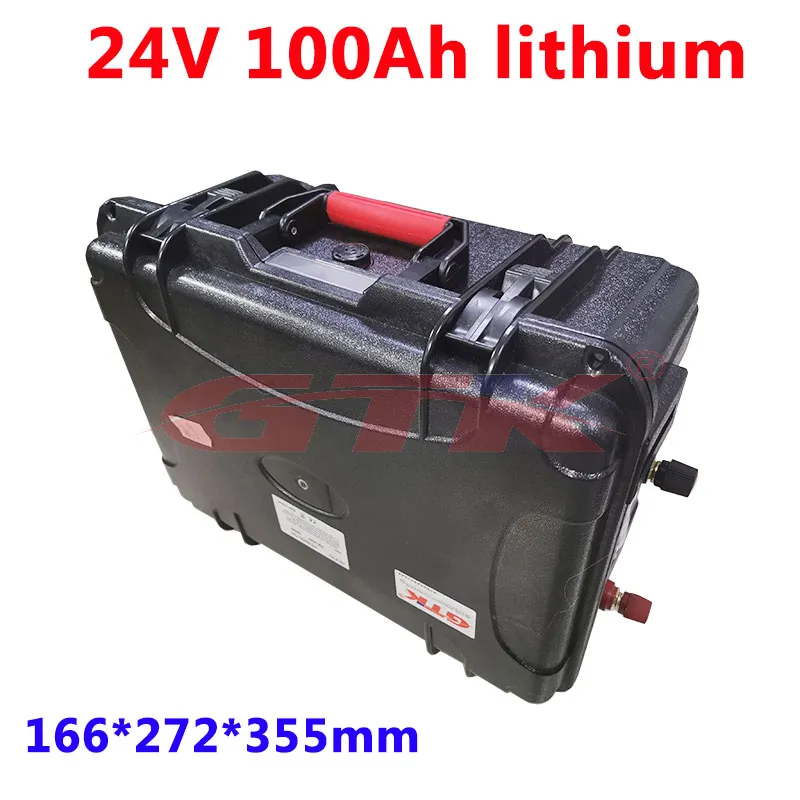 Batterie lithium-ion Gtk 24V 100Ah avec BMS pour onduleur 2000W bateau de pêche électrique moteur de pêche à la traîne 80lbs 110lbs + chargeur 10A