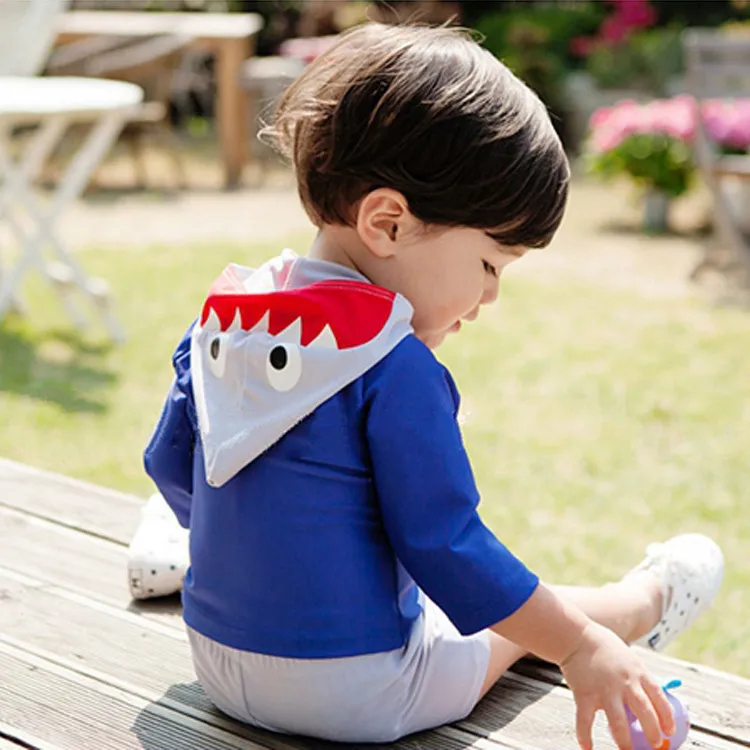 Middle Split Kid's Hooded Big Coreano Bambini Protezione solare Costume da bagno Costumi da bagno Primavera Quick-dry e Baby Boy Small s