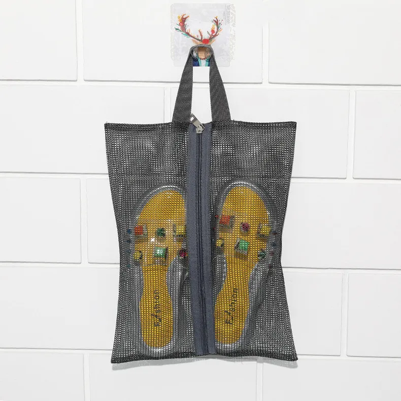 Strandväska Multi-Purpose Handväska PortableTransparent Mesh Shoe Storage Väskor för män och kvinnor Fällbara resor för att ta emot 4Colors WMQ751