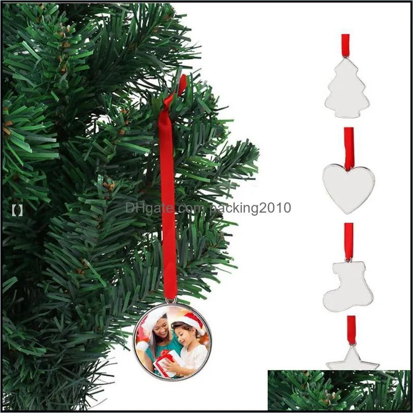 Kerstversiering Feestelijke feestartikelen Home Garden Christmas Sublimation Lege hanger Heat Transfer Hanging Ornament Xmas Sok Hear