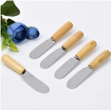 Stainless Steel Cutlery Butter tool Spatula Wood Knife Cheese Dessert Jam Spreader Breakfast Tools baking pastry