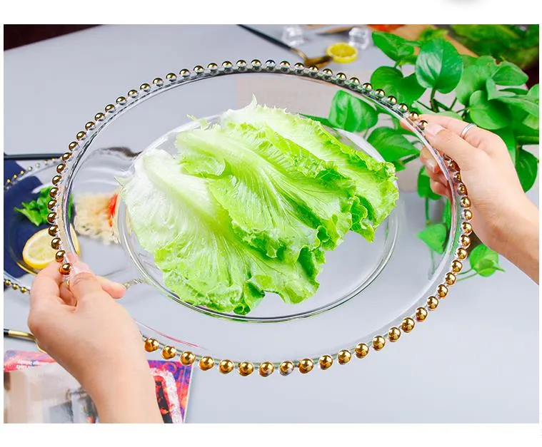 Assiette claire perles argent | Assiettes de verre | Les Productions