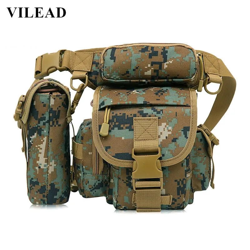 Vilead 900D Camouflage Nylon Wędrówka na zewnątrz Noga Tactical Torba wielofunkcyjna kemping rowerowy talii mężczyźni Torby sportowe