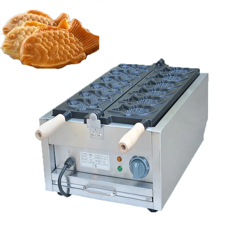 Commercial 6 pièces bouche ouverte cornet de crème glacée Taiyaki fabricant poisson forme gaufrier Machine 220 V/110 V