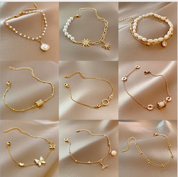 Braccialetto semplice di fascino di zircone per gli accessori dei monili del braccialetto della perla d'acqua dolce di modo delle donne Commercio all'ingrosso