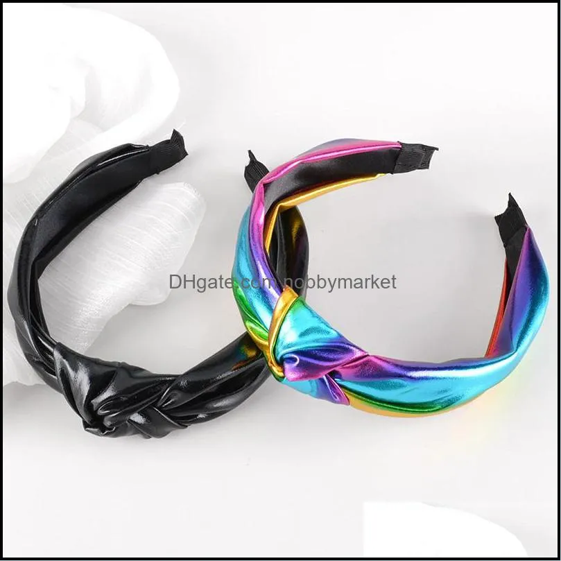 Cute Gradient Rainbow Knot Hair Bands For Women Girls Handmade Solid Colors Cross Headband Hair Hoop Fashion Hair Accessories