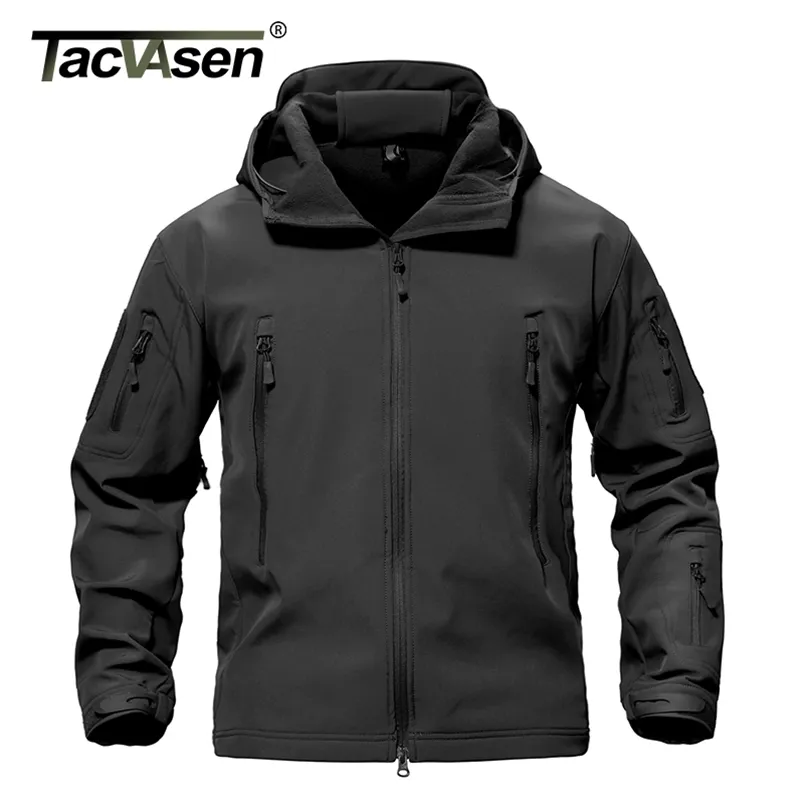 TACVASEN Army Camouflage Airsoft Jacket Mens Military Tactical Waterproof Softshell Outwear Coat Windbreaker Hunt Clothes 210811