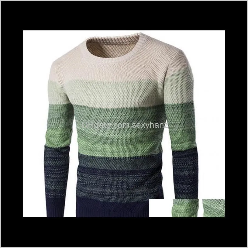 winter men o neck long sleeve color block patchwork knitted pullover sweater1