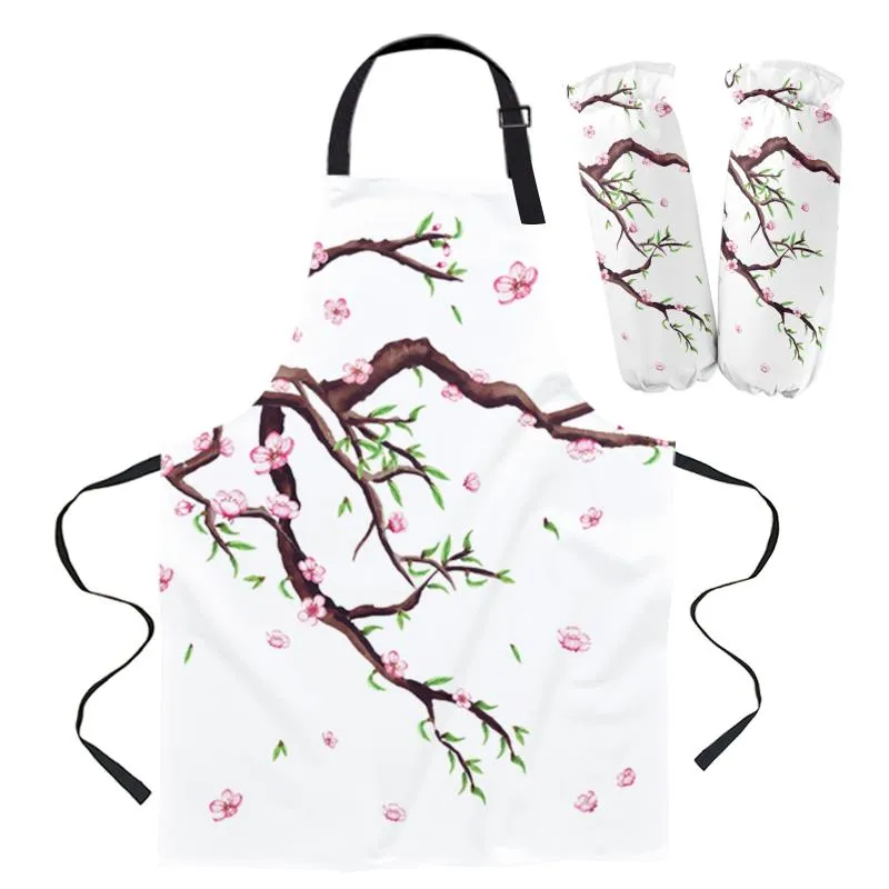 Aprons Cherry Blossoms Flowers Leaves Branches Apron Kitchen Household
