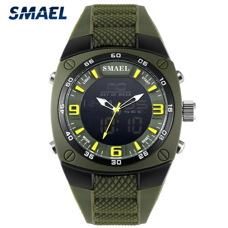Smael Marka Mężczyźni Zegarki Wojskowe Moda Casual Sport Watch LED Digital Quartz Men's Army Clock Man 1008 Relogios Masculino X0524