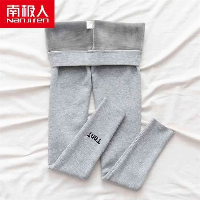 Nanjiren Women Clothing Stacked Pants Solid Color Seamless Ankle-Length Cotton Warm Casual Thick Leggings For Ladies 210925