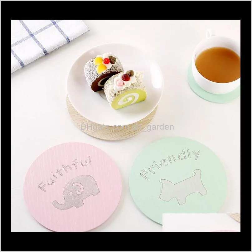 cute cartoon cup mat insulation wooden coaster kitchen anti scald non-slip bowl dining table mat sn1965