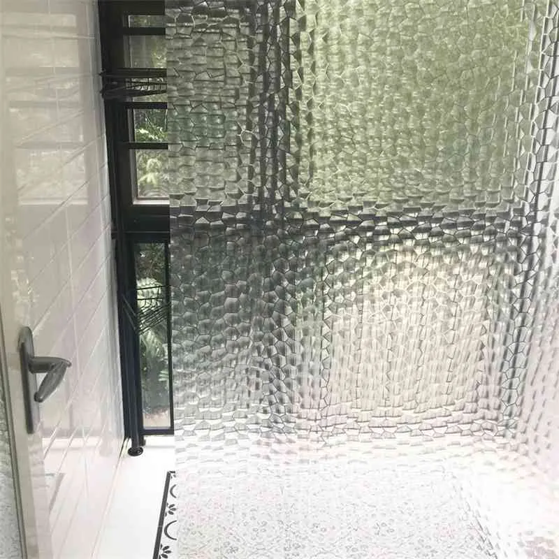Waterproof 3D Bathroom Shower Curtain Transparent Bathroom Curtain with Hooks Thickened Bathing Sheer Wide Bath Curtain 210609