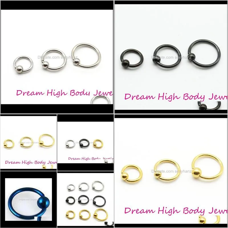 Anneaux Goujons Drop Livraison 2021 Bcr Bleu Arc-En-Ball Fermeture Captive Lèvre Nez Oreille Tragus Septum Anneau 6Mm 8Mm 10Mm 16G Or Rose Bijoux De Corps