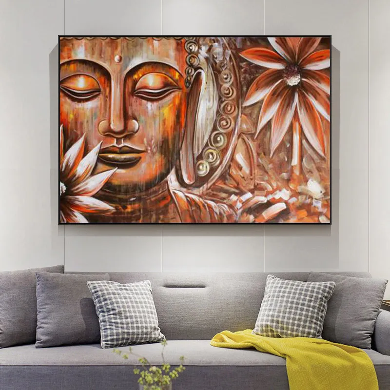 Modernes Buddha-Poster, Wandkunst, Leinwandgemälde, abstraktes Bild, HD-Druck, für Wohnzimmer, Tempel, Heimdekoration, ohne Rahmen