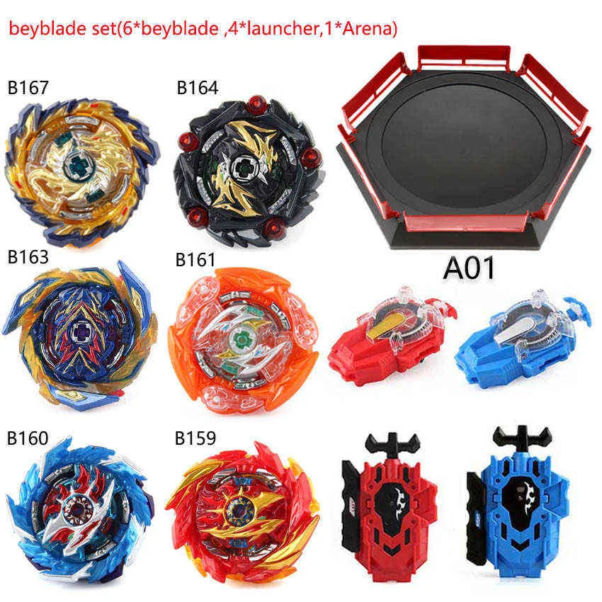 Top Beyblades Burst Bey Lame Jouet Métal Funsion Bayblade Set Arena Avec Lanceur Boîte En Plastique B167 B164 B163 Jouets Pour Enfants X0528