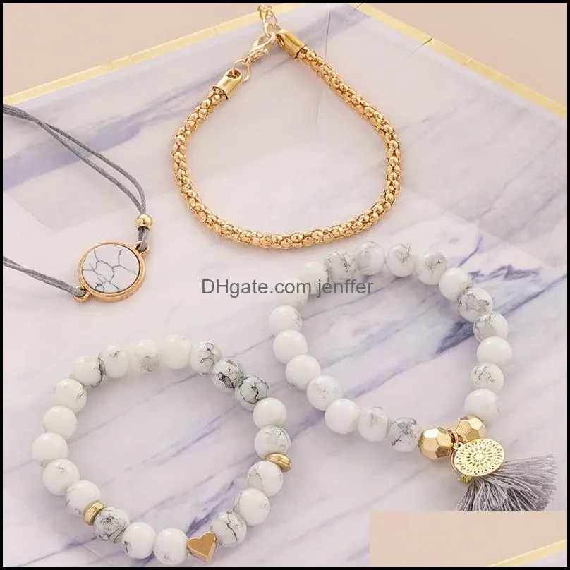 Aprilwell 4 PCs Bohemia Tassel Bracelets Set For Women Aesthetic Trendy Y2k Jewelry Gift 2021 Bead Item On Sale Link, Chain