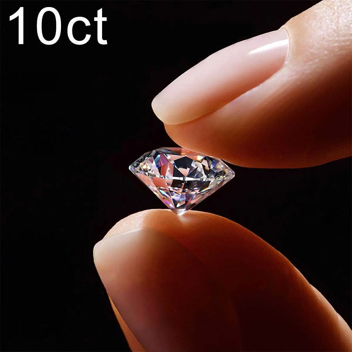 10ct 14mm D 색 VVS1 100 % 진짜 느슨한 보석 Moissanite 돌 CVD 다이아몬드 실험실 Womens 쥬얼리 반지 H1015에 대한 GRA 인증서