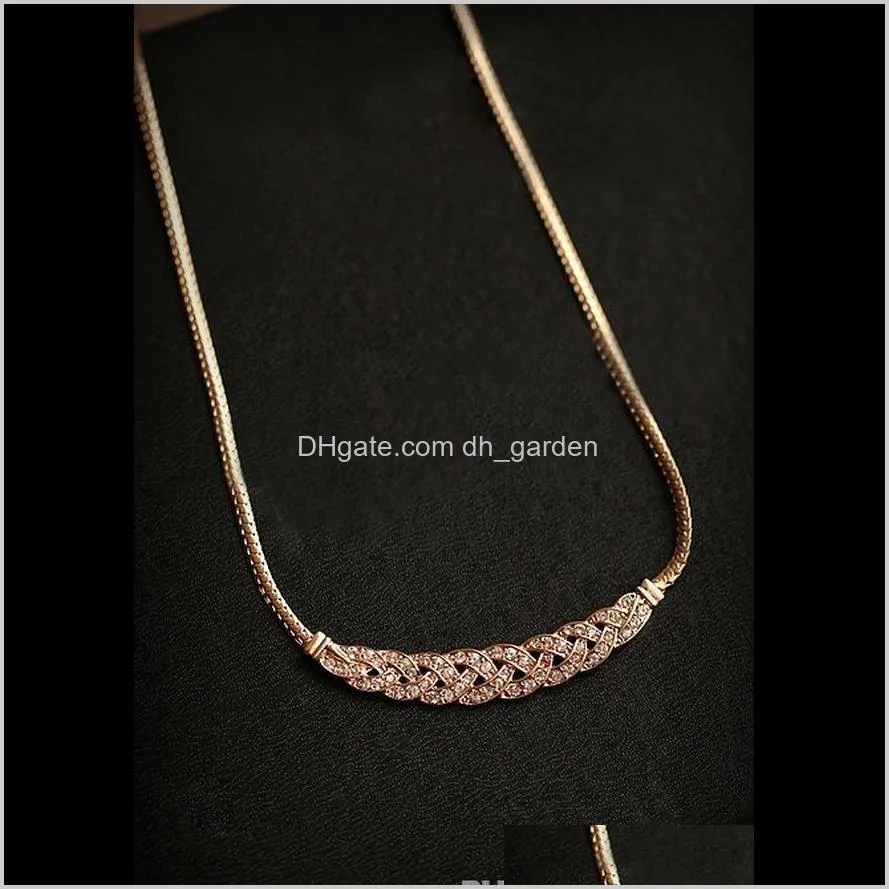 women crystal rhinestone necklace luxury wheat clavicle necklaces european pendant necklaces fashion jewelry for wedding party