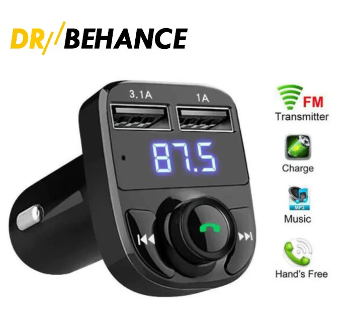 FM X8 Nadajnik ładowarki AUX Modulator Bluetooth Zestaw głośnomówiący Bluetooth Odtwarzacz Audio MP3 z 3.1A Szybkie ładowarki Dual USB Chargers